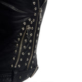 Spiked Leather Jacket Women's Lapel Zipper Leather Jacket Punk Rivet Pu plus Size Coat