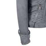 Spiked Leather Jacket Women's Long Sleeve Zipper Women's Leather Top Coat Pu Motorcycle Jacket for Women