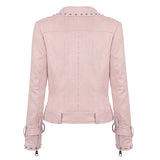Spiked Leather Jacket Women's Fashion Rivet Lapel Zipper Jacket Coat