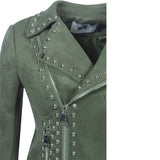 Punk Leather Jacket with Spikes Women's Heavy Industry Rivets Pu Coat Personality Punk Handsome Jacket