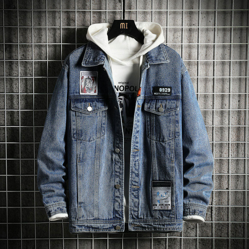 Spring and Autumn Denim Jacket Men's Jacket Plus Size Loose Men Denim Jacket