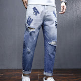 Men Distressed Jeans Man Ripped Jean Destructed Denim Pants Cropped Pants Men Spring Summer New Personalized Gradient Jeans Men
