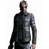 Two Tone Leather Jacket Men's Three-Dimensional Pocket Coat Multi-Pocket Leather Jacket Resident Evil