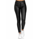 Black Leather Pants Autumn and Winter Solid Color PU Leather Pants Sexy Skinny Pants Women's Trousers