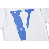 Vlone Men's Clothing Print Loose Male and Female Couple Short Sleeve Tshirt