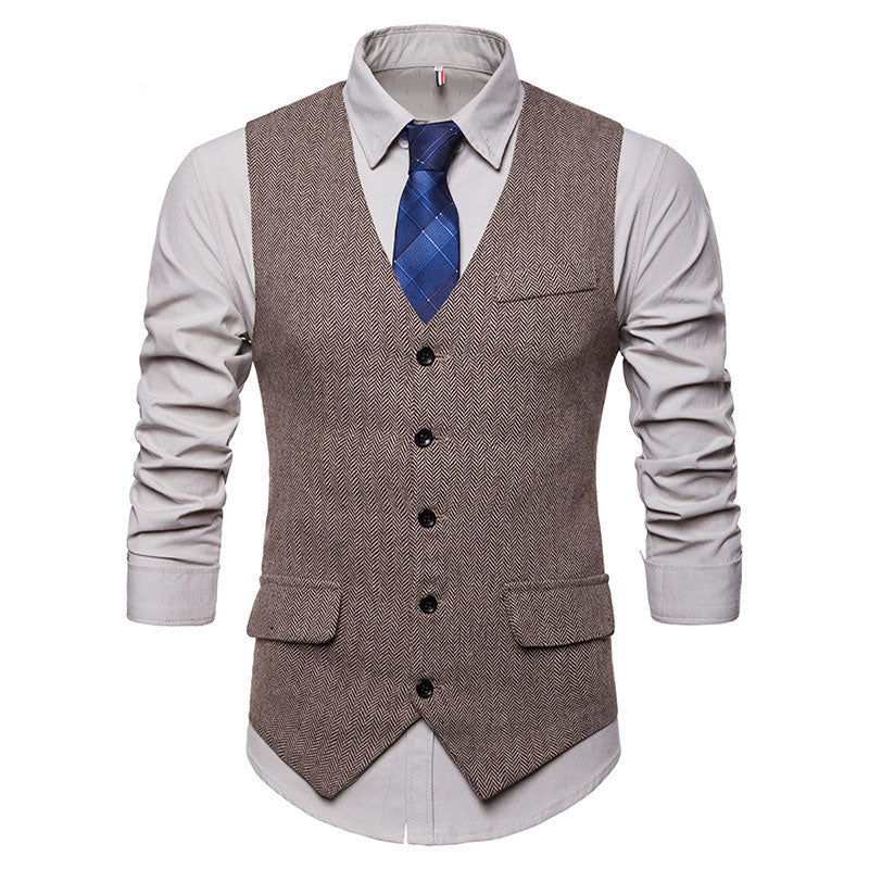 Mens Dress Vests Business Waistcoat Men's Fall Men's Solid Color Suit Vest