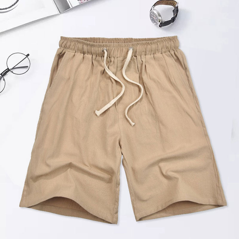 Mens Swim Trunks Summer Men's Shorts Linen Solid Color Casual Beach Pants Loose Large Size Cotton Linen