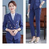 Women Pants Suit Uniform Designs Formal Style Office Lady Bussiness Attire Fashion Autumn And Winter Striped Suit Two-Piece Suit