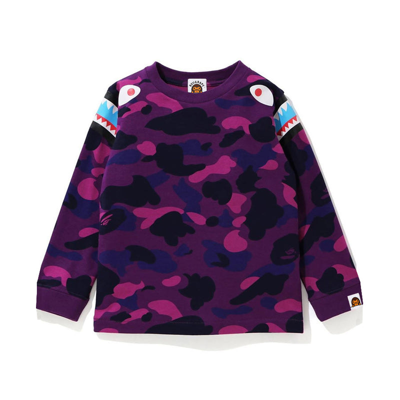 A Ape Print for Kids Sweatshirt Camouflage Blue Purple Red Shark Casual round Neck Baby Sweater