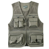 Men Utility Vest Work Zipper Tactical Work Vest Slim Pocket Jacket Summer Vest Mountaineering Quick-Dry Casual Multi-Pocket