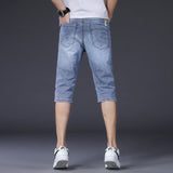 Men Jean Shorts Denim Shorts Men's Summer Thin Men's Pants Stretch Slim Fit Men's Cropped Casual Jeans Men