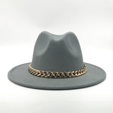 Fedora Hat Golden Chain Woolen Top Hat Fedora Hat Top Hat