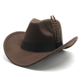 Wester Hats Spring and Autumn Feather Woolen Hat Fedora Hat Sun Hat