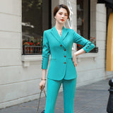 Women Pants Suit Uniform Designs Formal Style Office Lady Bussiness Attire Fashion Host Loose Pants Work Clothes