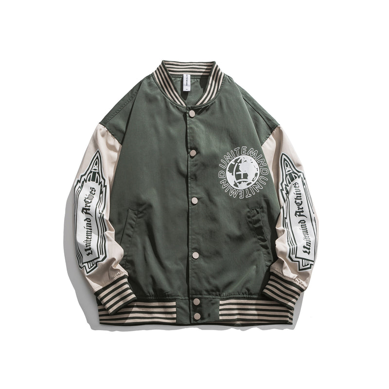 Men's Baseball Uniform Men's Loose plus Size Retro Sports Jacket Men's Trendy Workwear Jacket Men's Men Coat