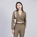 Women Pant Suit Uniform Designs Formal Style Office Lady Bussiness Attire Spring High Waist Slimming Pants Two-Piece Set