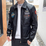 Urban Leather Jacket Spring and Autumn Thin Men's Baseball Collar Embroidered PU Leather Jacket