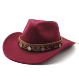 Wester Hats Autumn and Winter Western Denim Wool Jazz Top Hat Fur Felt Hat