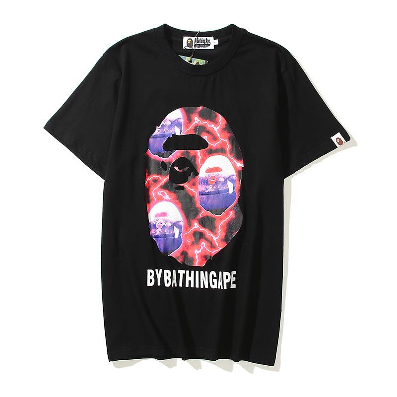 A Ape Print T Shirt Ape Head Short Sleeve Cartoon Anime Loose-Fitting Casual T-shirt