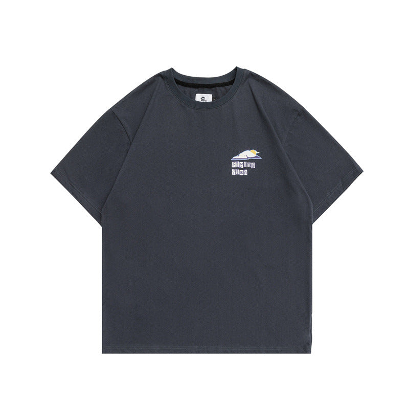 2022 Summer Man T Shirt Back Cartoon Printed round Neck