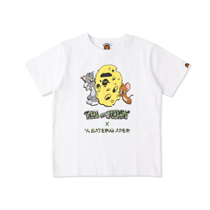 A Ape Print for Kids T Shirt Cat and Mouse Western Style Printed Short Sleeve