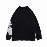 Mens Fall Outfits Cartoon Animation Round Neck Pullover Couple Knitted Sweater Coat