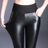 Leather Leggings Women's Leggings Autumn Washed PU Leather Pants