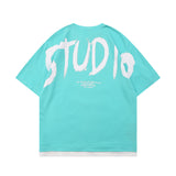 Men T Shirt Summer Casual Tops Letter Print Short-Sleeve T-shirt Men's Fashion Brand Color Contrast Patchwork Half Sleeve Boyfriend Harajuku Style Half Sleeve