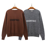 Fog Essentials Sweater Sweater Autumn and Winter Double Line Chest Letter Crew Neck Pullover Sweater Men and Women Same Style