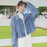 Pearl Jean Jacket Denim Jacket Women's Spring and Autumn Loose