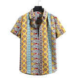Men Shirt Fashion Slim Fit Shirts Short Sleeve Shirt Large Size Casual Beach Style Shirts Spring/Summer Men's Short Sleeve Flower Shirt