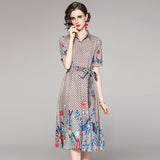 Russian Style Dress Fashionable Waist Slimming Positioning Printed Dress