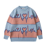Men Fall Outfits Autumn and Winter Cute Bear Round Neck Pullover Knitted Top