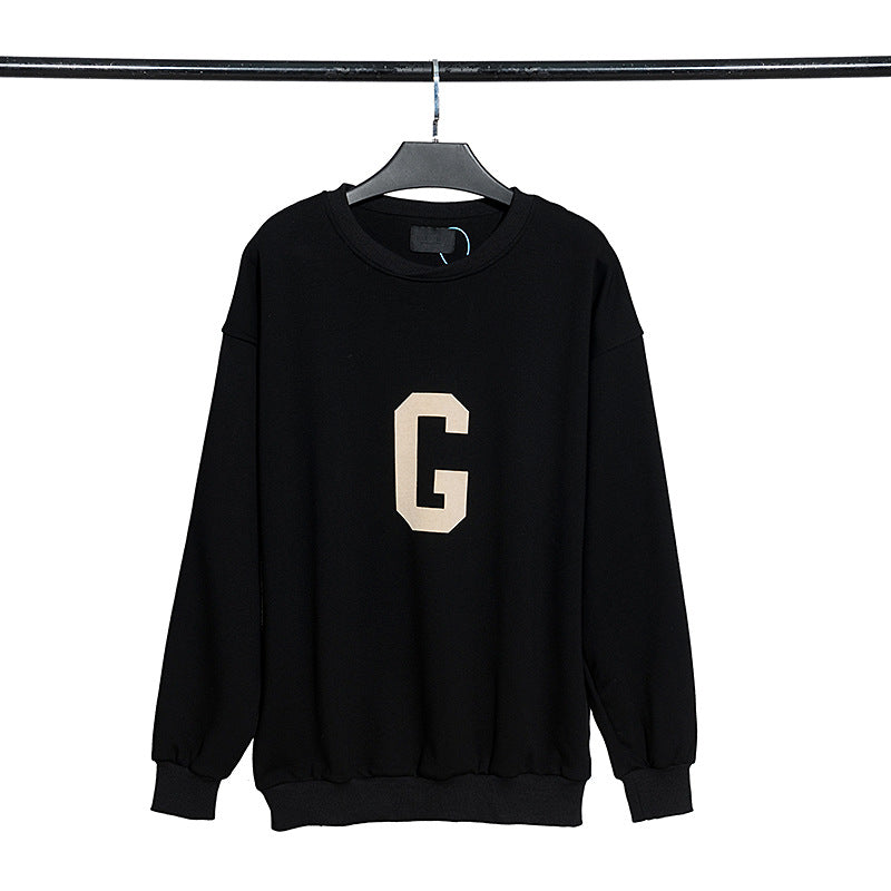 Fog Fear Of God Sweatshirt Season 7Th Main Line Loose G Letter Flocked Printed Sweatshirt Fog Couples Coat
