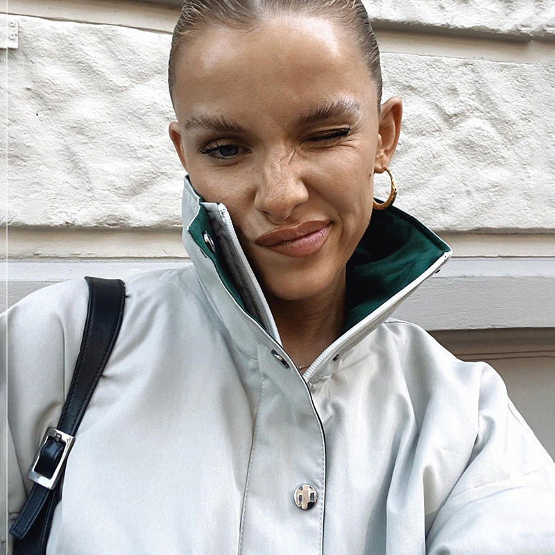 Cheerleader Letterman Jacket  Stitching Contrast Loose Pullover