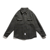 Men Shacket Long Sleeve Autumn Shirt Autumn Loose and Comfortable Lapel Plaid Shirt