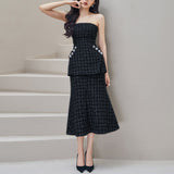 Women Skirt & Blazer Suit Uniform Designs Formal Style Office Lady Bussiness Attire Sexy Tube Top High Waist Sheath Midi Skirt Two-Piece Set