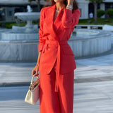 Women Pant Suit Uniform Designs Formal Style Office Lady Bussiness Attire Fall Fashion Casual Long Sleeve Suit Wide Leg Pants Suit Two-Piece Suit