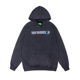 Men Fall Outfits Simple Letters Embroidered Hoodie Retro Loose Couple Hoodies
