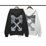 Autumn And Winter Off Gray Melting Arrow Pattern Hooded Sweater For Men And Women