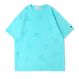 Men's T Shirt Summer Casual Tops Short Sleeve T-shirt Men's High Street Fashion Brand round Neck Half Sleeve BF Idle Style Trendy Loose Half Sleeve