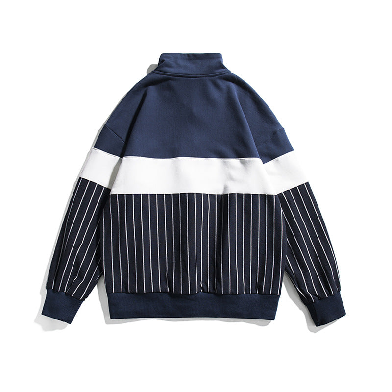 Men's Stand Collar Jacket Men's Large Size Sports Retro Sports Jacket Men's Loose Stitching Pullover Jacket Men Jacket