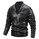 80's Leather Jacket Fall Winter Men Coat Fleece Padded Clothes Motorcycle Clothing