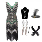 Flapper Dress Vintage Gown Gatsby Dress Heavy Industry Beads Sequined Tassel Dress