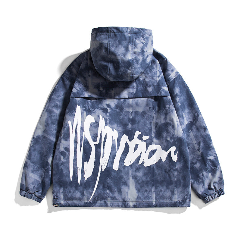 Spring Half Zipper Pullover Hooded Jacket Men's Large Size Retro Sports Coat Neutral Couple Top Men Jacket