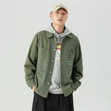 Men Shacket Long Sleeve Autumn Shirt Autumn Print Loose Casual Shirt