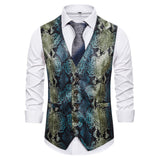 Mens Dress Vests Business Waistcoat Men's Printed Suit Vest