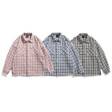 Men Shacket Long Sleeve Autumn Shirt Autumn Thickening Fresh and Loose Pocket Plaid Shirt