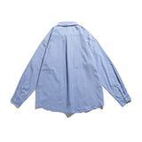 Men Shacket Long Sleeve Autumn Shirt Autumn Shirt Campus Student Three-Dimensional Pocket Loose Striped Shirt Men