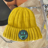 Women Beanies Autumn and Winter Smiling Face Woolen Cap Female Couple Knitted Cold Cap